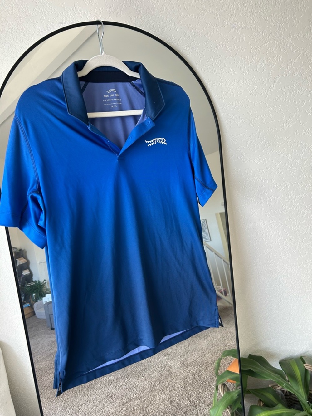 Gradient Blue Performance Polo Shirt with Subtle Logo